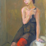 Alberto Chiancone, Ragazza con calze rosse, 1973 (cm. 70x50)