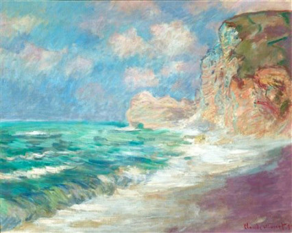 Claude Monet, La falaise et le port d'Amont par gros temps