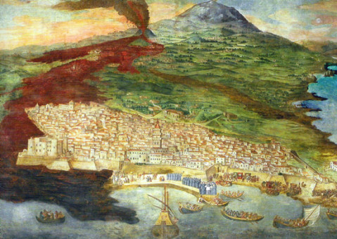 Giacinto Platania, Eruzione Etna 1669, affresco del 1675